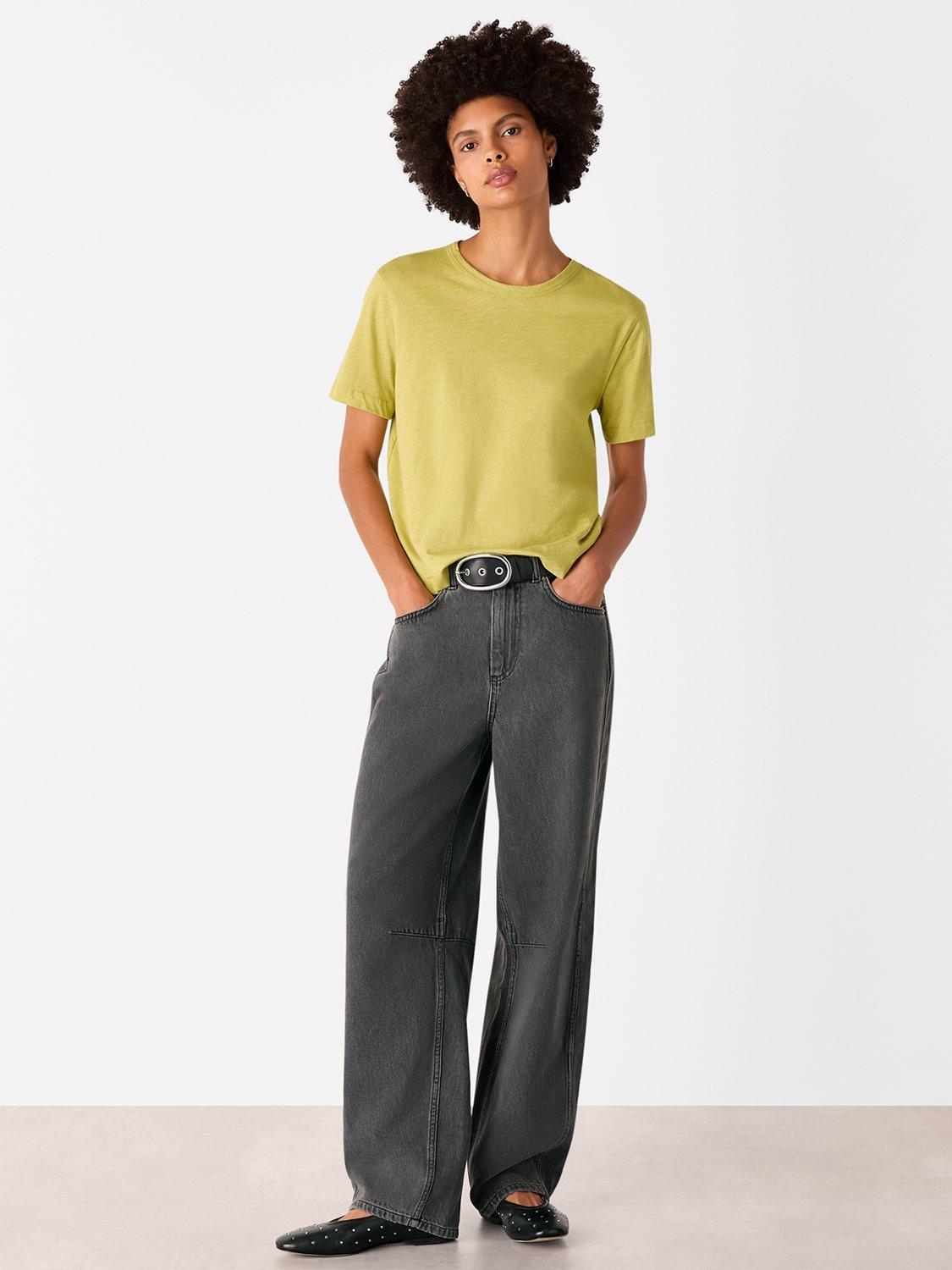 Product image 3 of 5, which shows Whistles Emily Ultimate Cotton T-Shirt, Green, XS