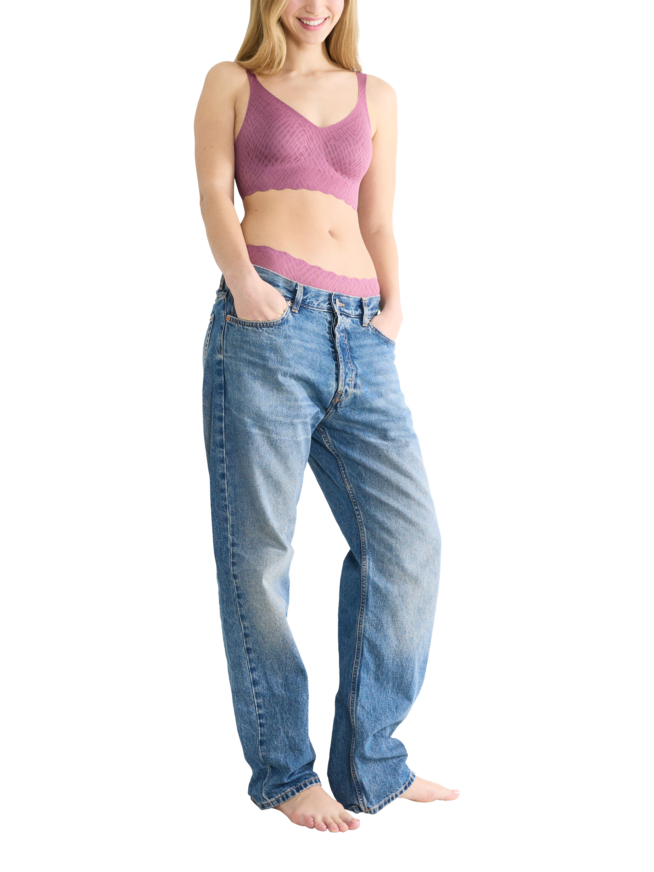 Product image 4 of 7, which shows sloggi ZERO Feel Bliss Bralette, Lila Clover, XS
