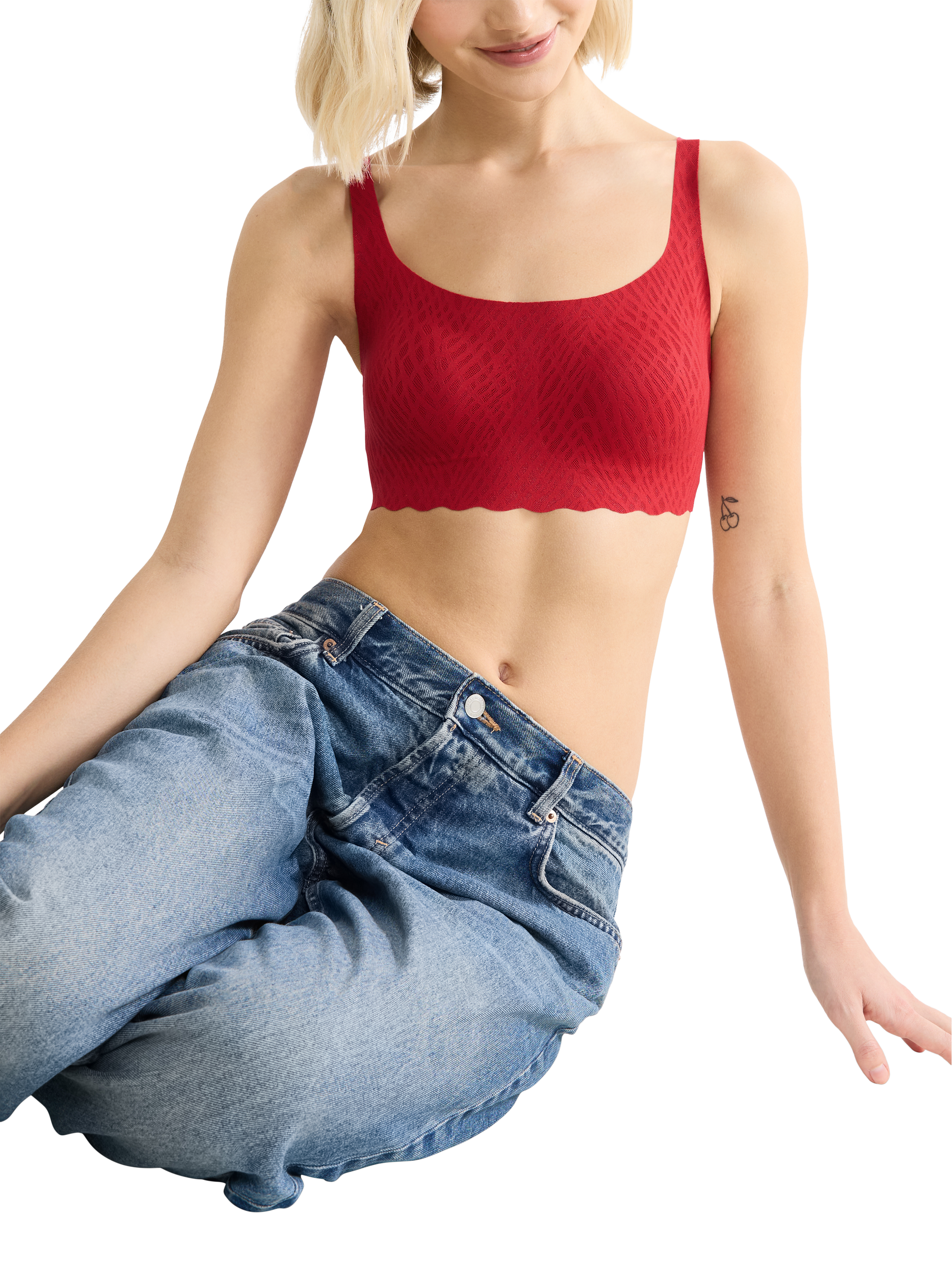 Product image 5 of 8, which shows sloggi ZERO Feel Bliss Crop Top, Shanghai Red, XS