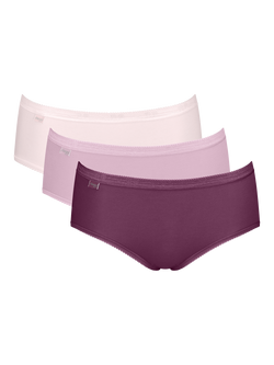 sloggi Basic+ Midi Knickers, Pack of 3, Pale Pink/Multi