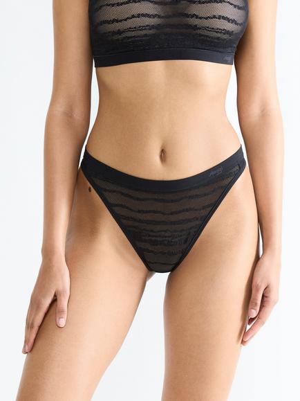 sloggi FREE Evolve Lace String Knickers, Black