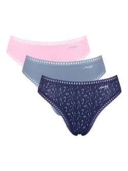 sloggi GO Crush High Leg Knickers, Pack of 3, Blue/Multi, Blue/Multi