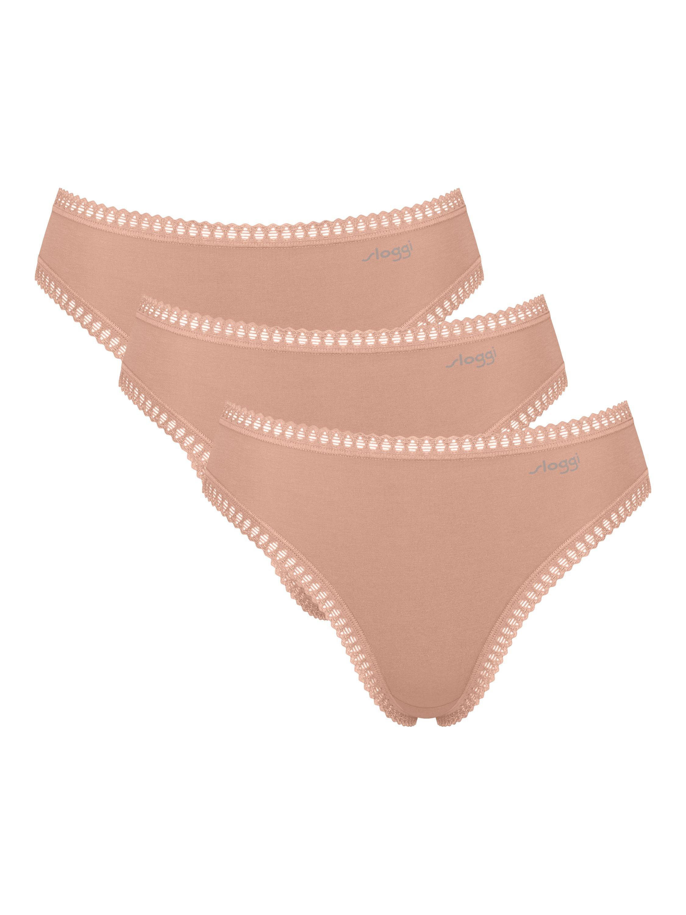 Sloggi Go Crush High Leg Knickers Pack Of 3 Cameo Brown 