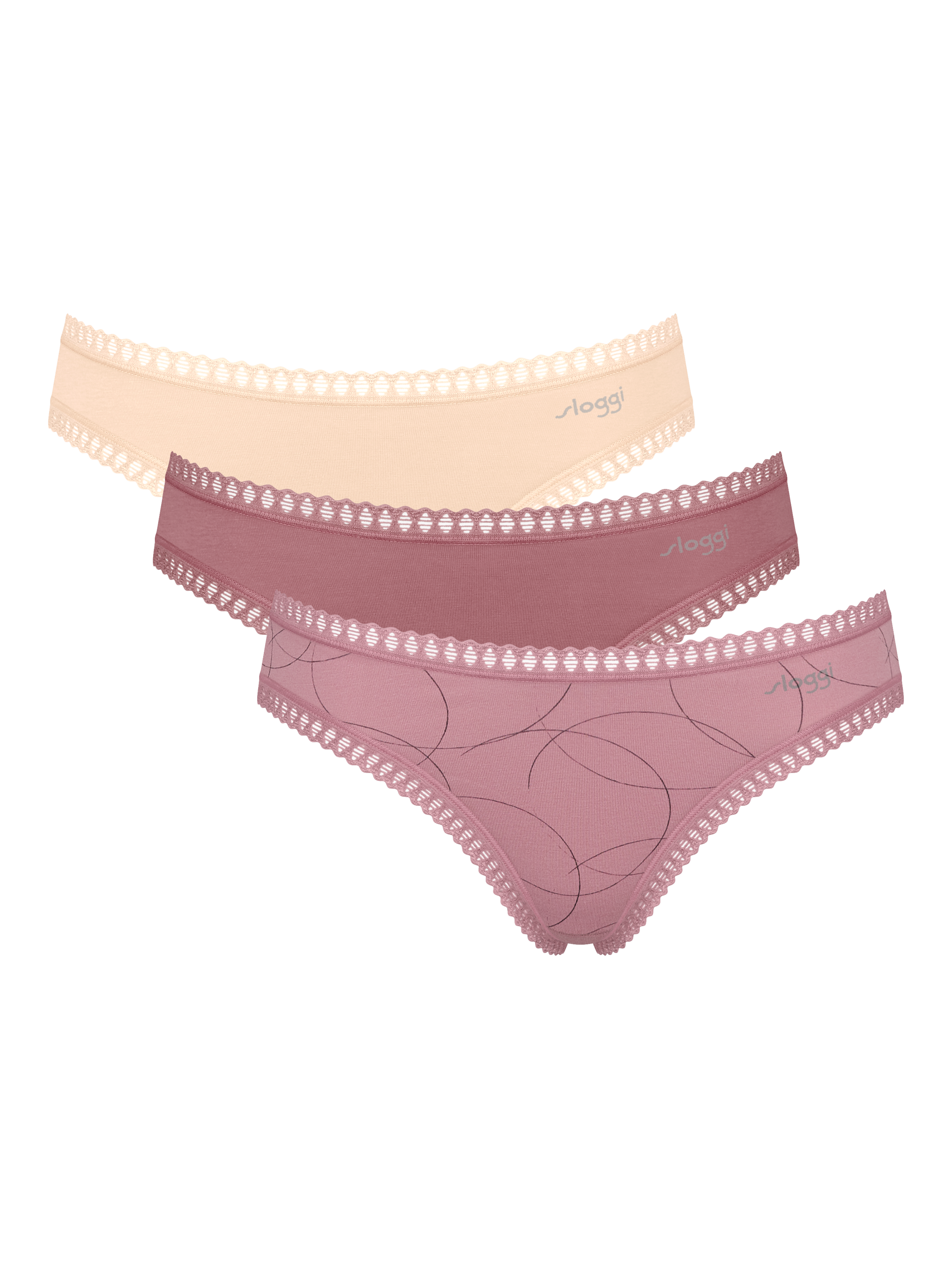 Product image 1 of 9, which shows sloggi  GO Crush Mini Briefs, Pack of 3, Pink/Multi, S