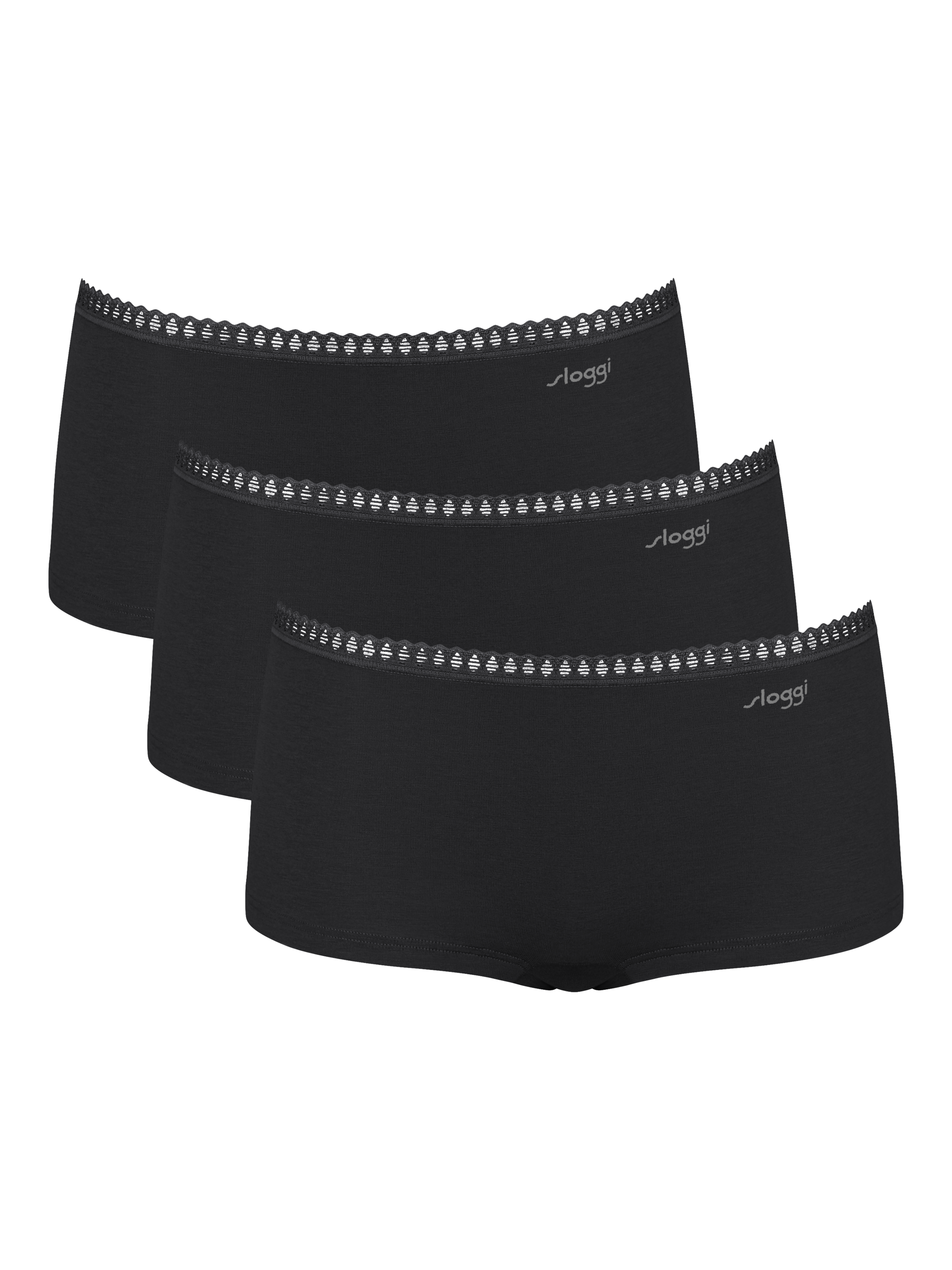 Product image 1 of 7, which shows sloggi GO Crush Short Knickers, Pack of 3, Black, L