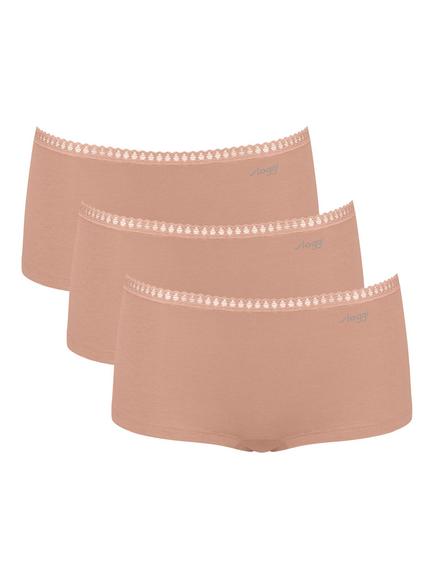 sloggi GO Crush Short Knickers, Pack of 3, Cameo Brown