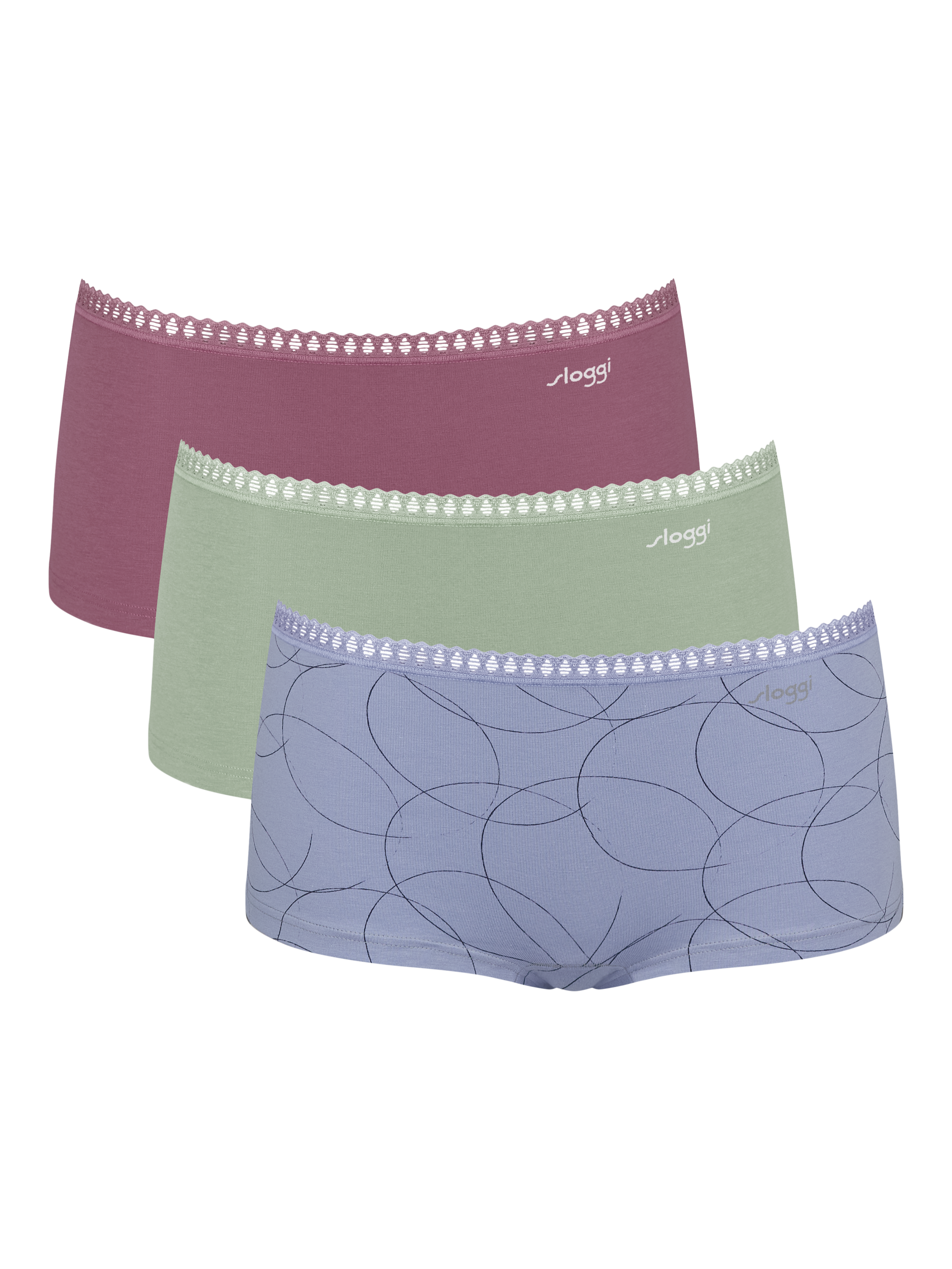 Product image 1 of 9, which shows sloggi GO Crush Shorty Knickers, Green/Multi, S