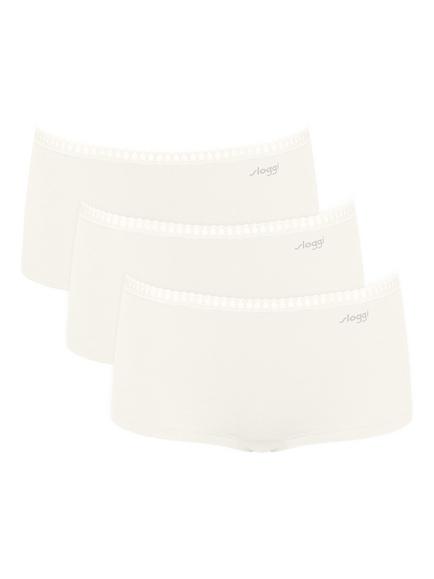 sloggi GO Crush Short Knickers, Pack of 3, Silk White