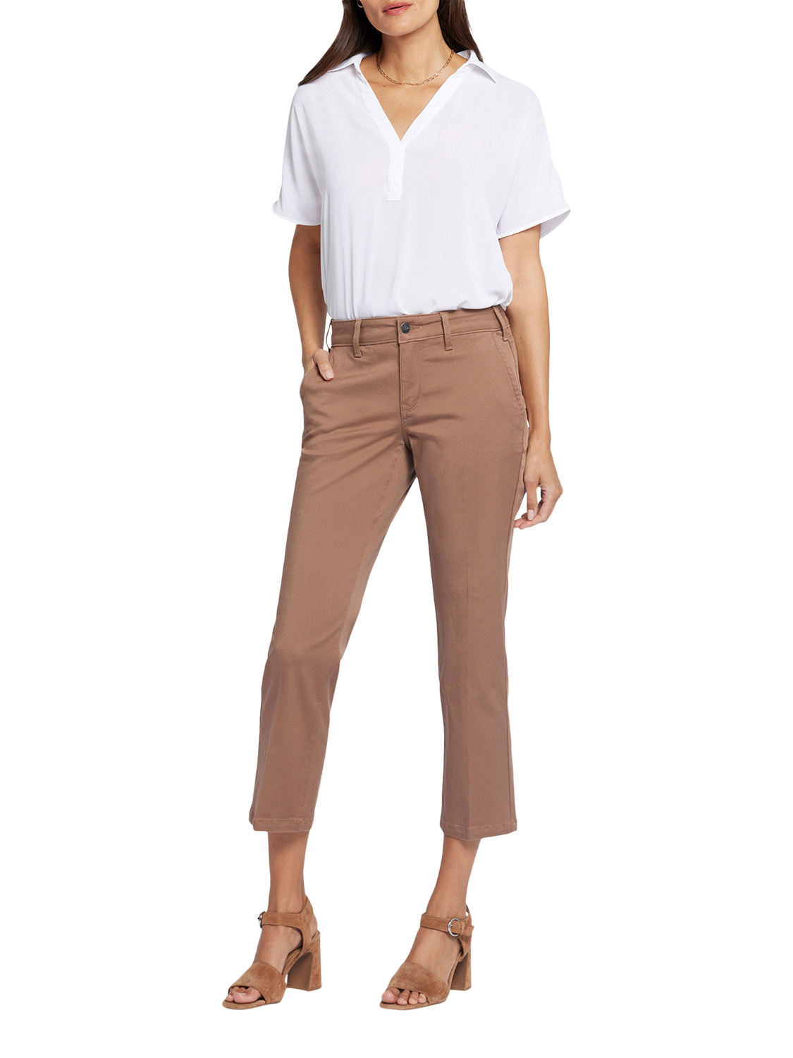 Product image 1 of 2, which shows NYDJ Stretch Twill Straight Ankle Trousers, Baguette, 4