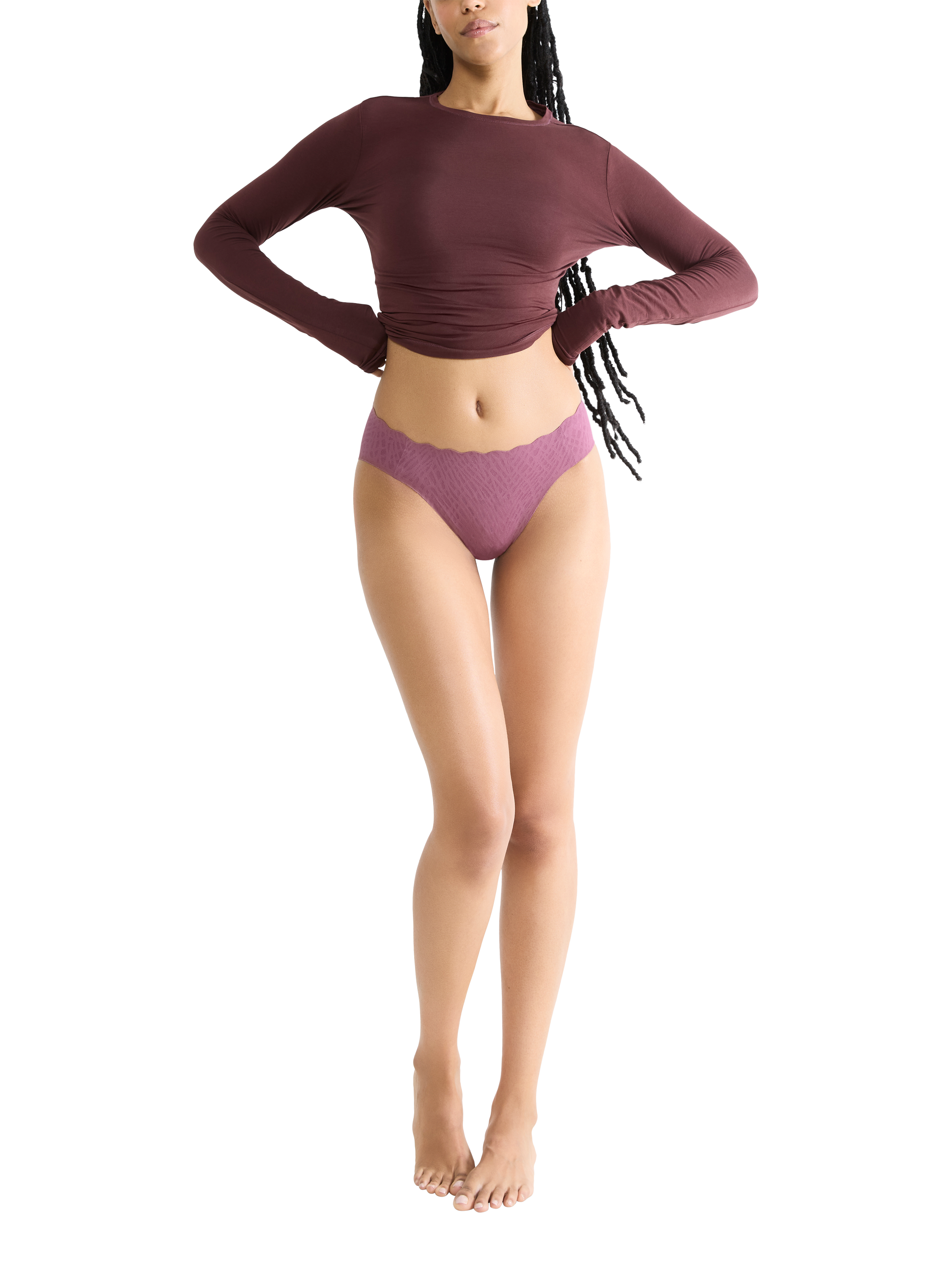 Product image 4 of 6, which shows sloggi ZERO Feel Bliss High Leg Knickers, Lila Clover, XS