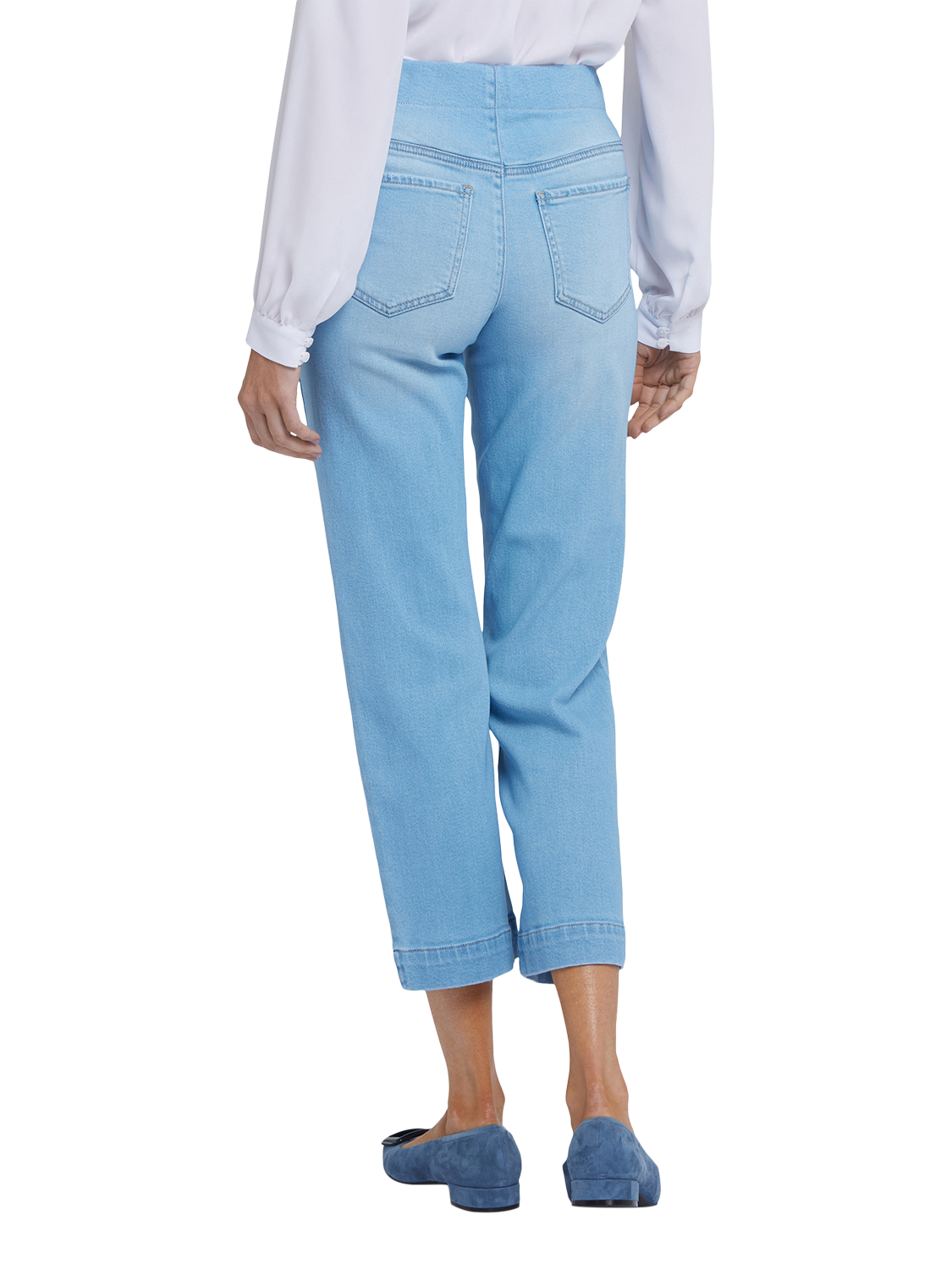 Product image 2 of 6, which shows NYDJ Bailey Relaxed Straight Ankle Pull-On Jeans In Soft-Contour Denim™, Canary Beach, XS