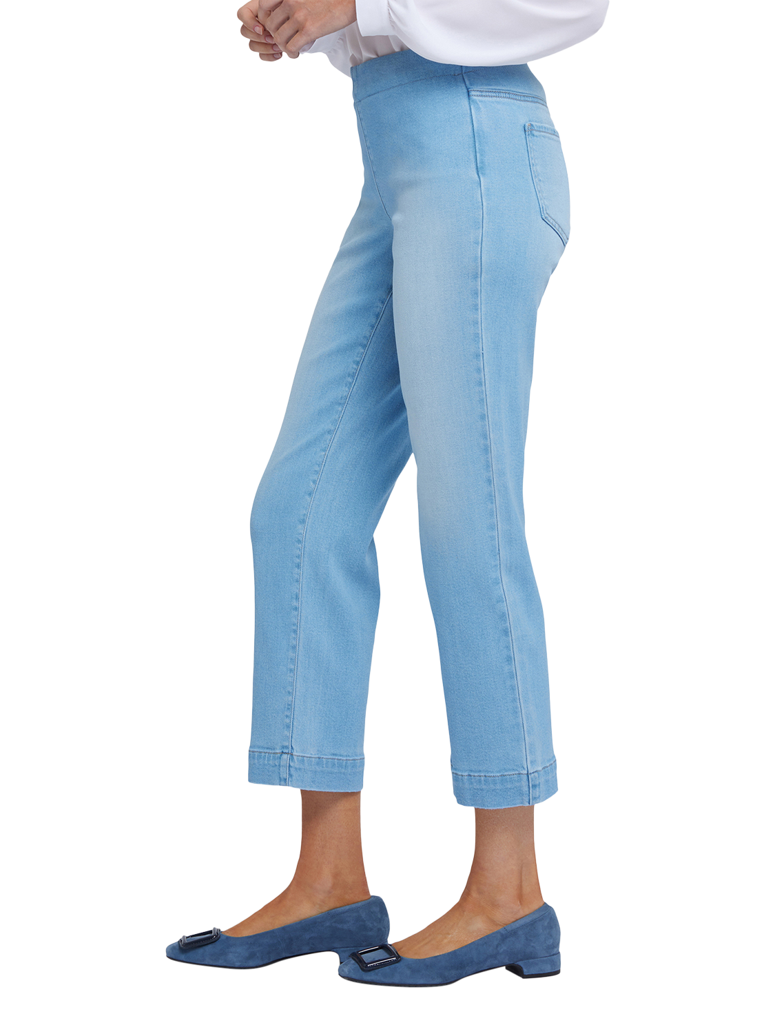 Product image 3 of 6, which shows NYDJ Bailey Relaxed Straight Ankle Pull-On Jeans In Soft-Contour Denim™, Canary Beach, XS