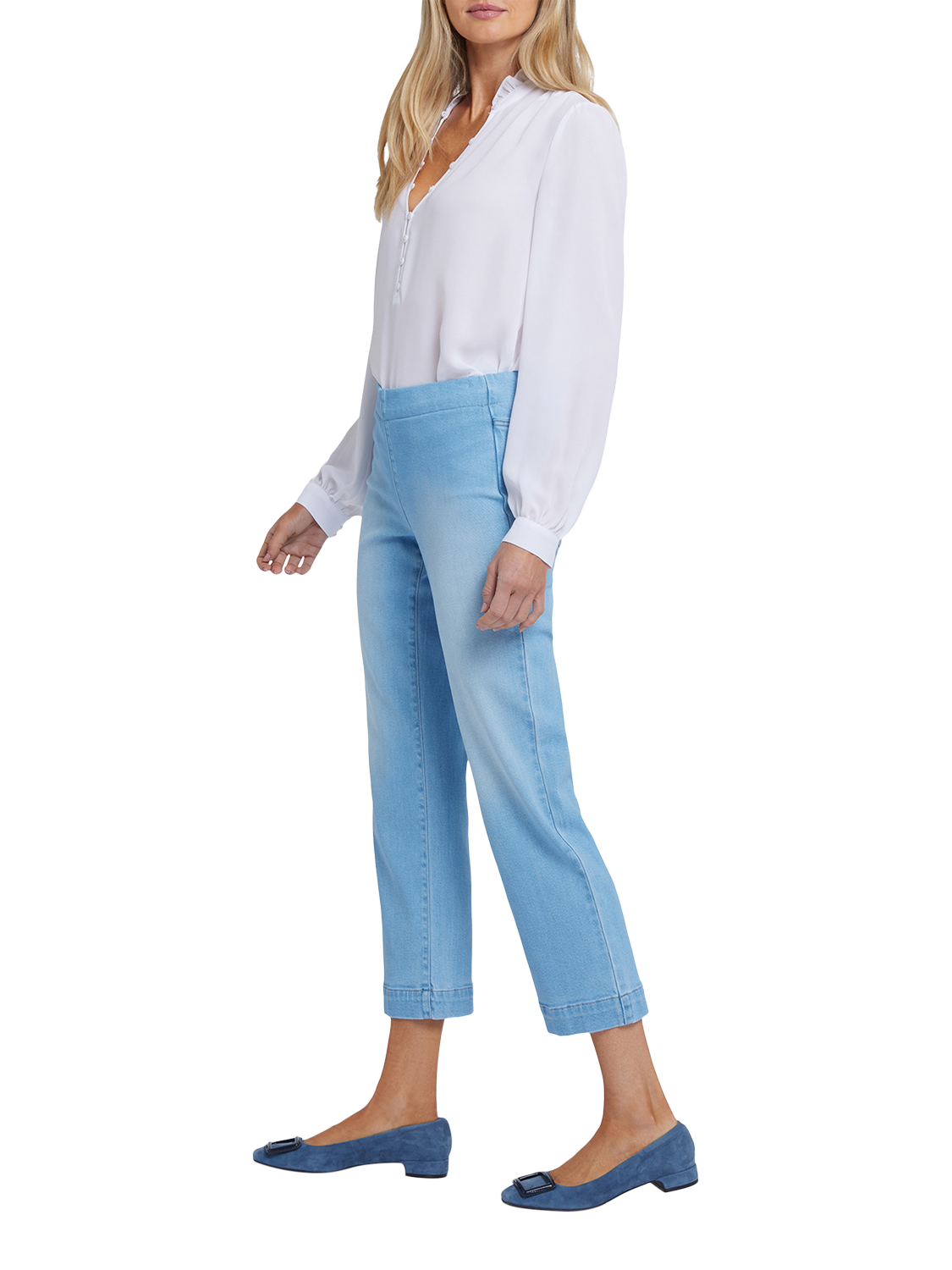 Product image 5 of 6, which shows NYDJ Bailey Relaxed Straight Ankle Pull-On Jeans In Soft-Contour Denim™, Canary Beach, XS