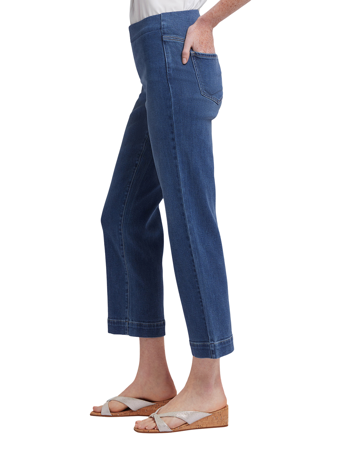 Product image 3 of 6, which shows NYDJ Bailey Relaxed Straight Ankle Pull-On Jeans In Soft-Contour Denim™, Valencia Surf, XS