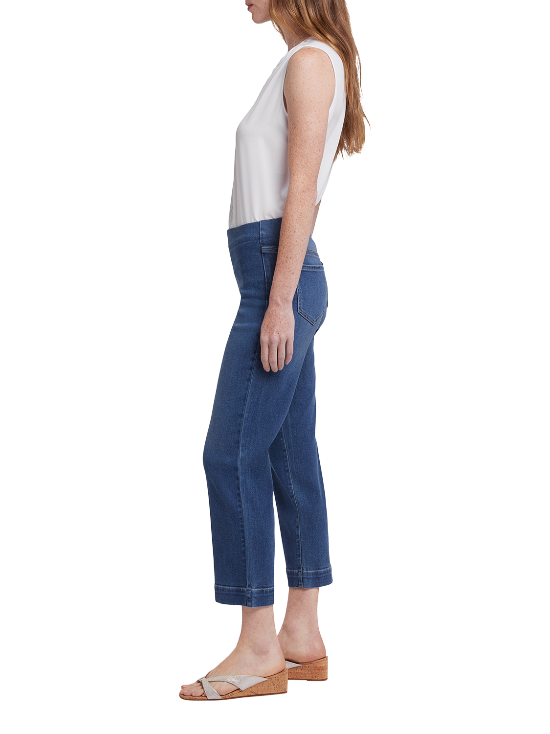 Product image 5 of 6, which shows NYDJ Bailey Relaxed Straight Ankle Pull-On Jeans In Soft-Contour Denim™, Valencia Surf, XS