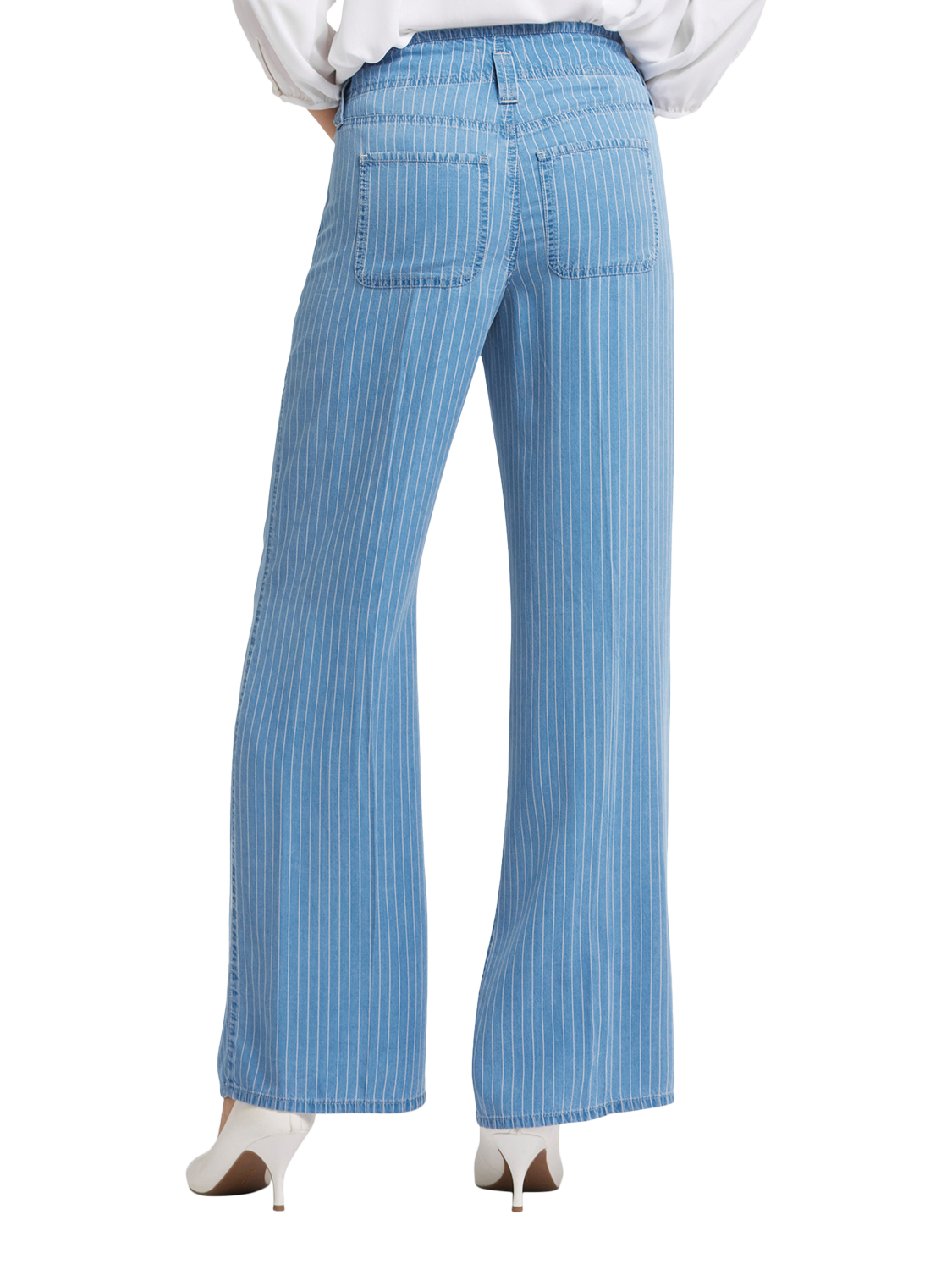 Product image 2 of 6, which shows NYDJ High Rise Teresa Wide Leg Jeans, Light Marine Stripe, 4