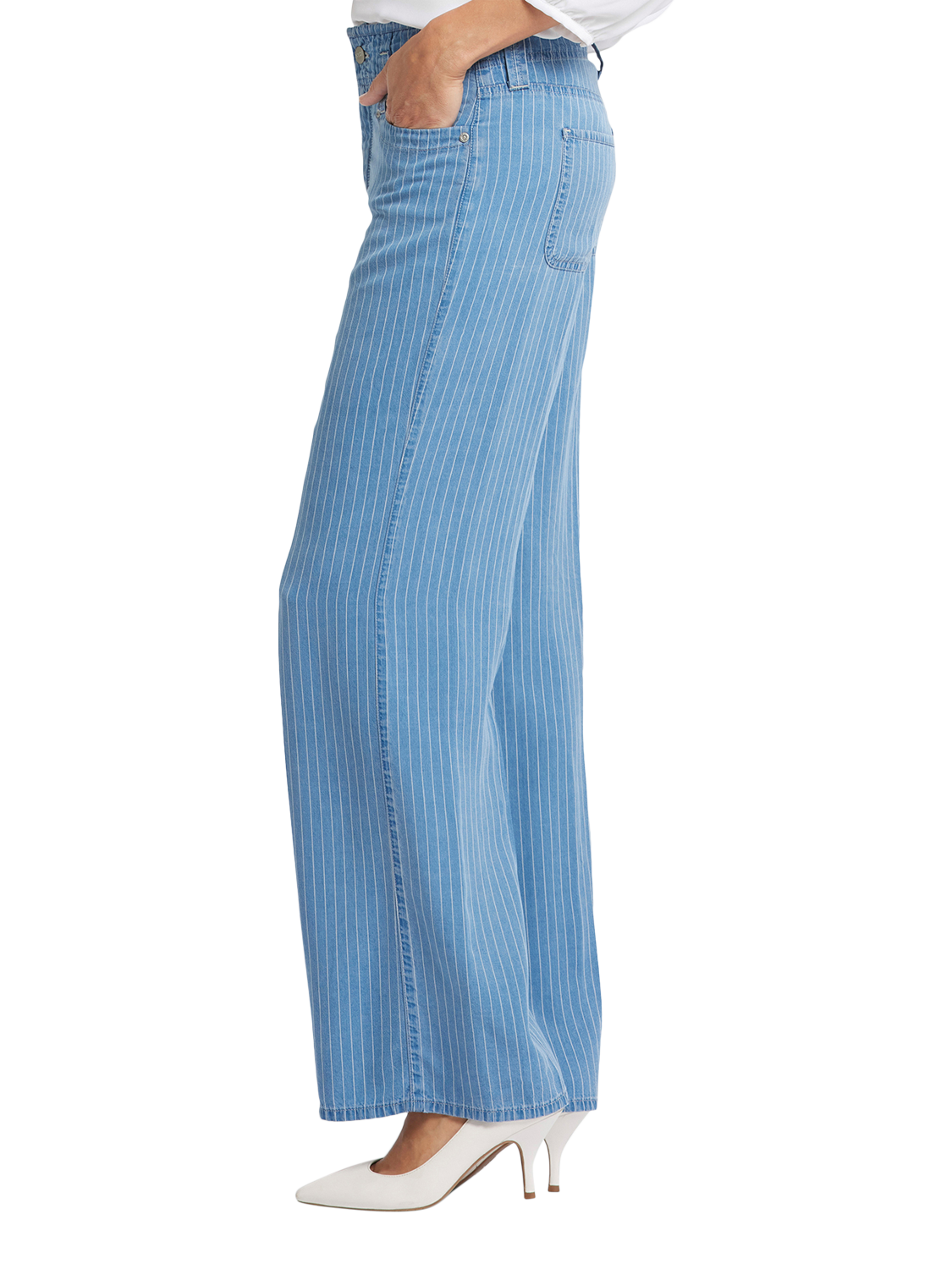 Product image 3 of 6, which shows NYDJ High Rise Teresa Wide Leg Jeans, Light Marine Stripe, 4