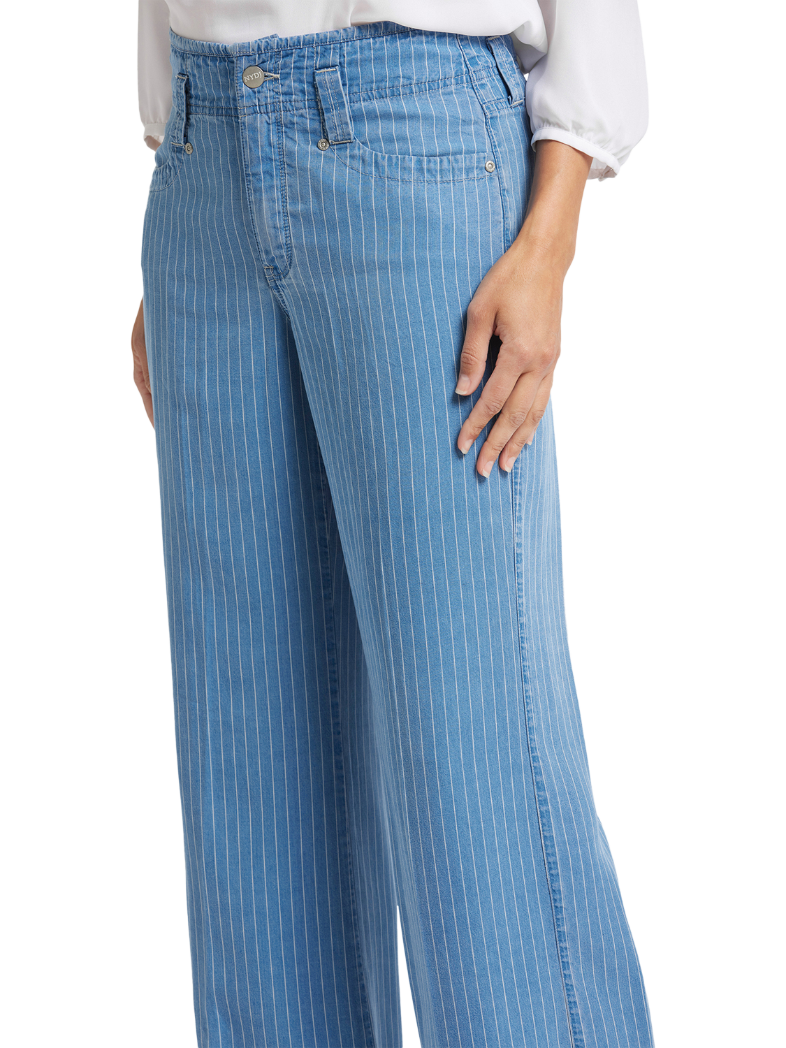Product image 6 of 6, which shows NYDJ High Rise Teresa Wide Leg Jeans, Light Marine Stripe, 4