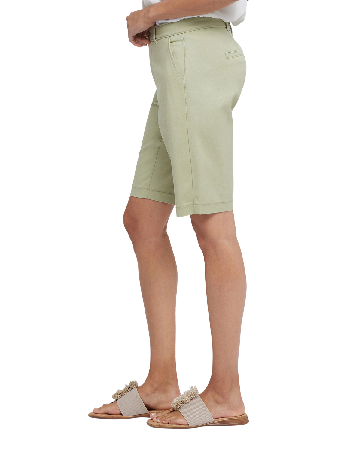 Product image 3 of 7, which shows NYDJ Stretch Twill Bermuda Shorts, Rosemary, 4