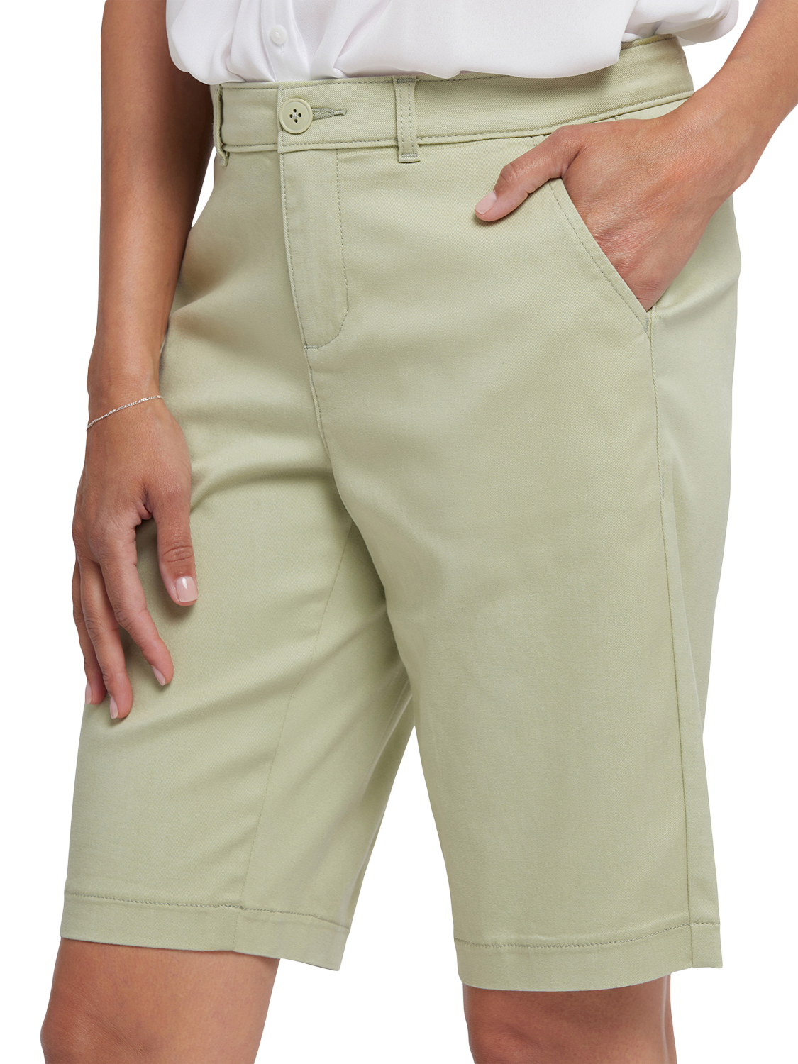 Product image 6 of 7, which shows NYDJ Stretch Twill Bermuda Shorts, Rosemary, 4