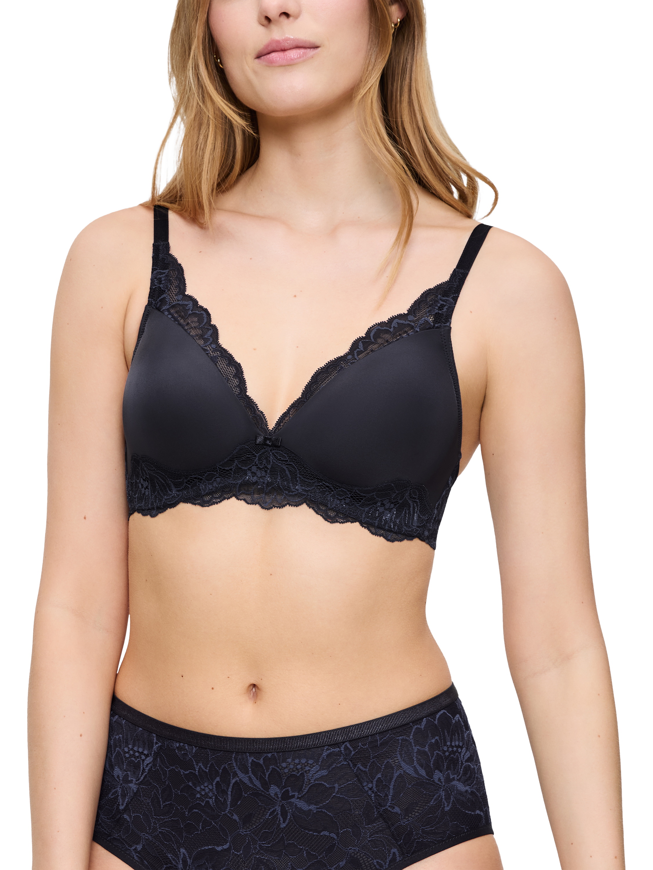 Product image 1 of 5, which shows Triumph Amourette Charm Lace Bralette, Ink Grey, 34A