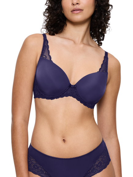 Triumph Amourette Spotlight Padded Underwired T-Shirt Bra, Prussian Blue