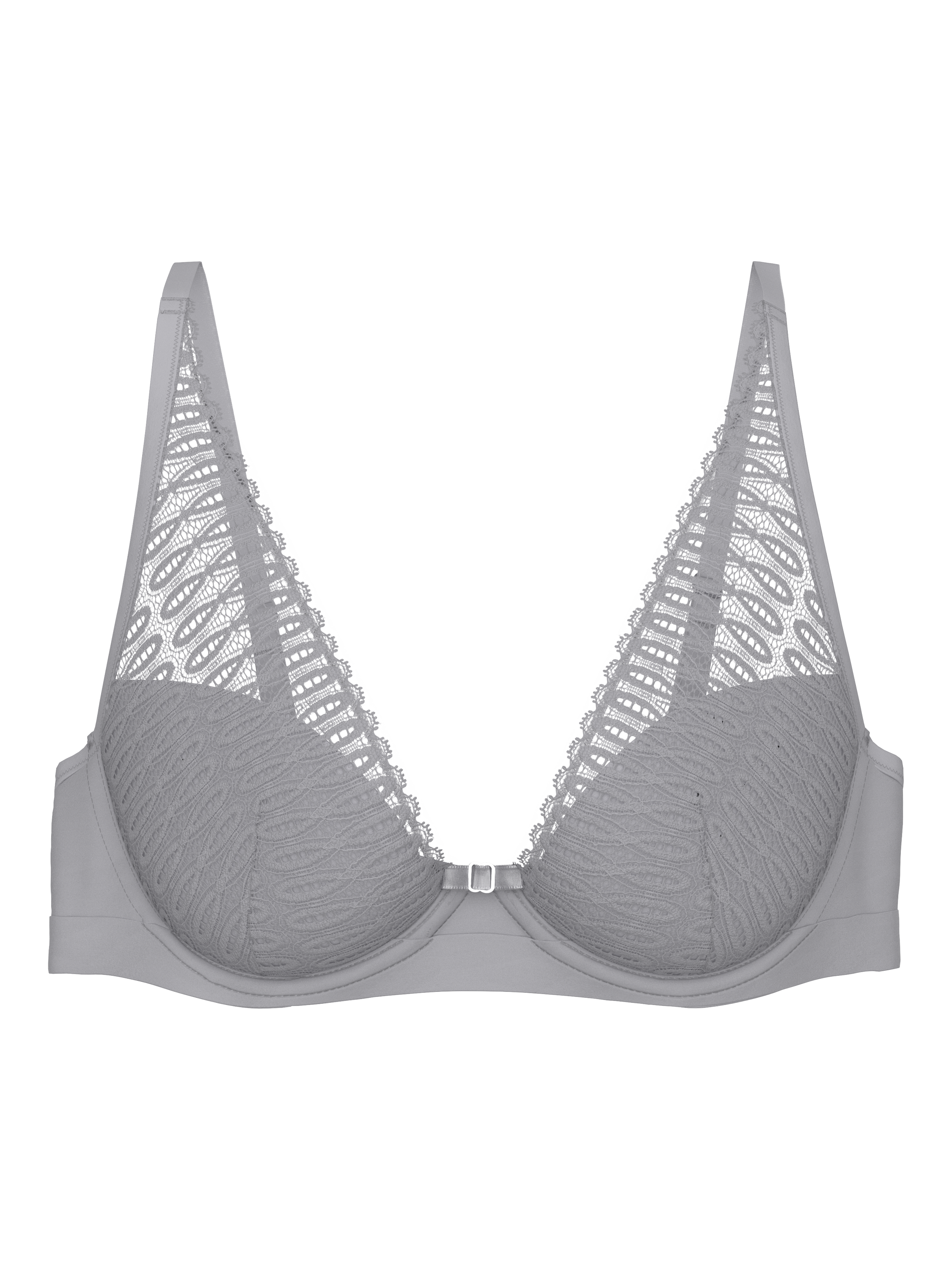 Product image 5 of 5, which shows Triumph Aura Spotlight Underwired Plunge Bra, Grey Shadow, 32B