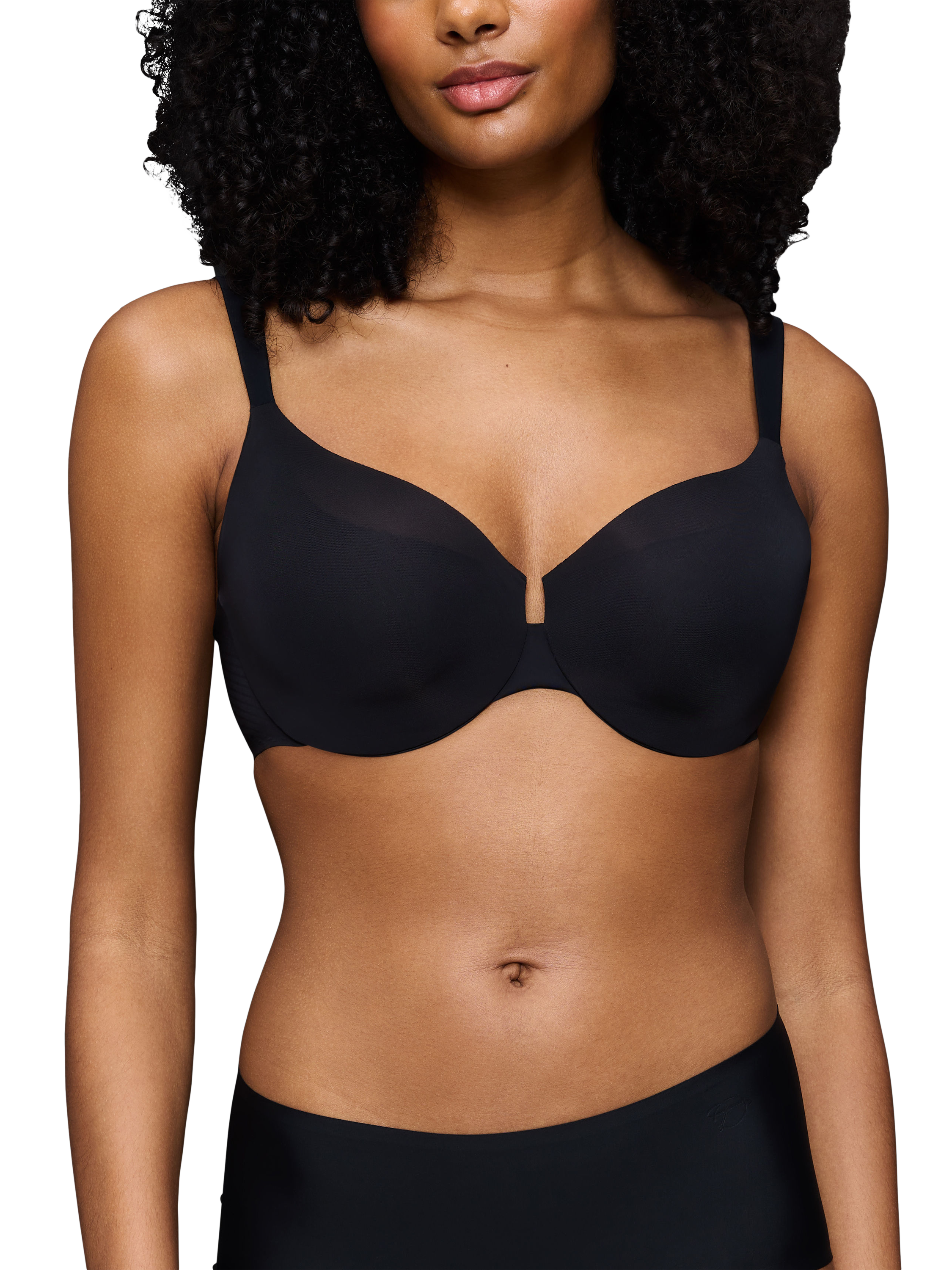 Product image 1 of 6, which shows Triumph Body Make-Up Illusion Curve Minimiser Bra, Black, 32C