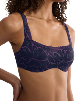 Triumph Body Make-Up Illusion Lace Balconette Bra, Prussian Blue