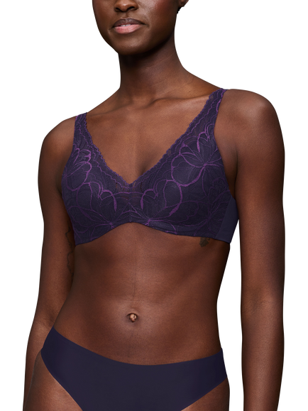 Triumph Body Make-Up Illusion Lace Padded Underwired Bra, Prussian Blue