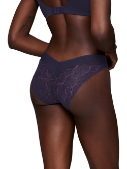 Triumph Body Make-Up Illusion Lace High Leg Tai Knickers - view 2, Prussian Blue