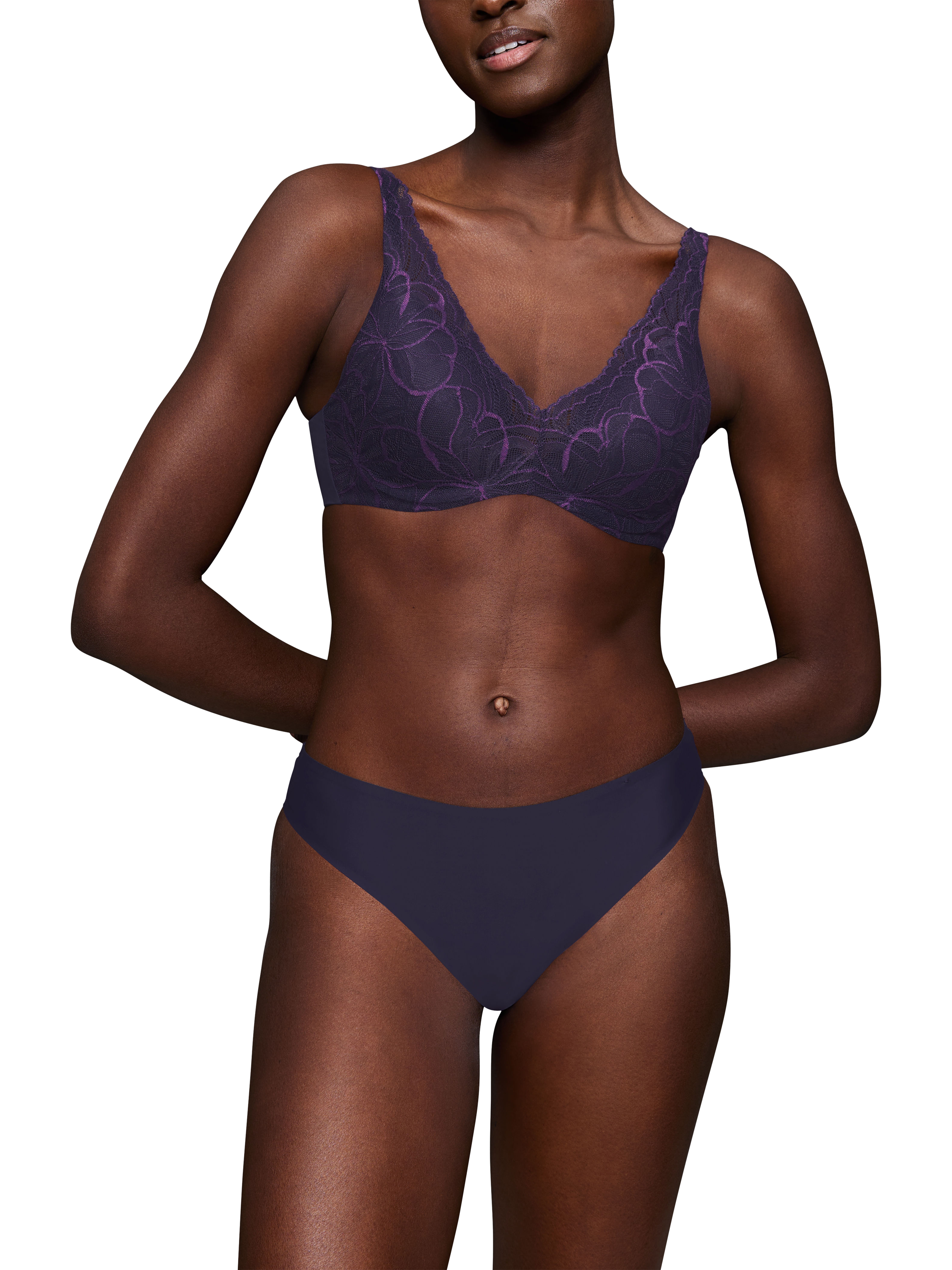 Product image 4 of 5, which shows Triumph Body Make-Up Illusion Lace High Leg Tai Knickers, Prussian Blue, 8
