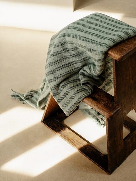 Piglet in Bed Pembroke Stripe Throw - view 2, Pine Green