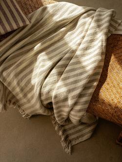 Piglet in Bed Pembroke Stripe Throw - view 2, Oatmeal