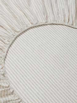 Piglet in Bed Oatmeal Stripe Linen Fitted Sheet, Oatmeal Stripe