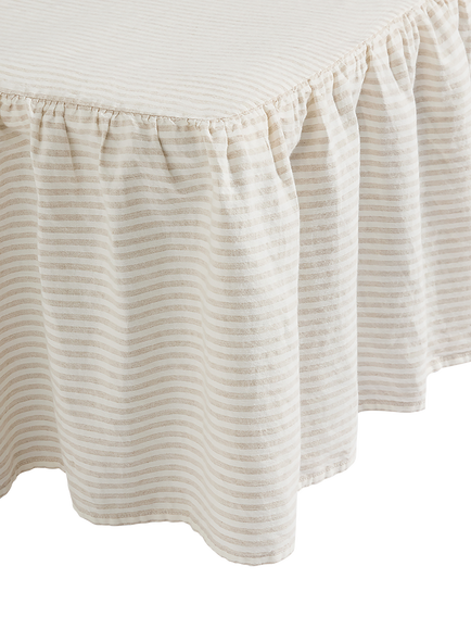 Piglet in Bed Stripe Linen Valance, Oatmeal, Oatmeal Stripe