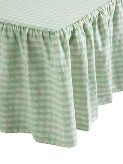 Piglet in Bed Gingham Linen Blend Valance - view 2, Sage Green/White
