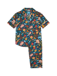 myza Floral Short Sleeve Long Pyjama Set, Navy