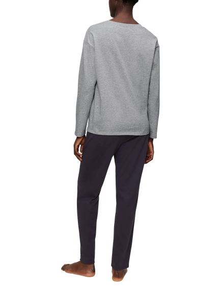 Triumph Ribbed Jersey Long Pyjama Set, Dark Grey Melange/Pale Grey - view 2, Dark Grey Melange/Pale Grey