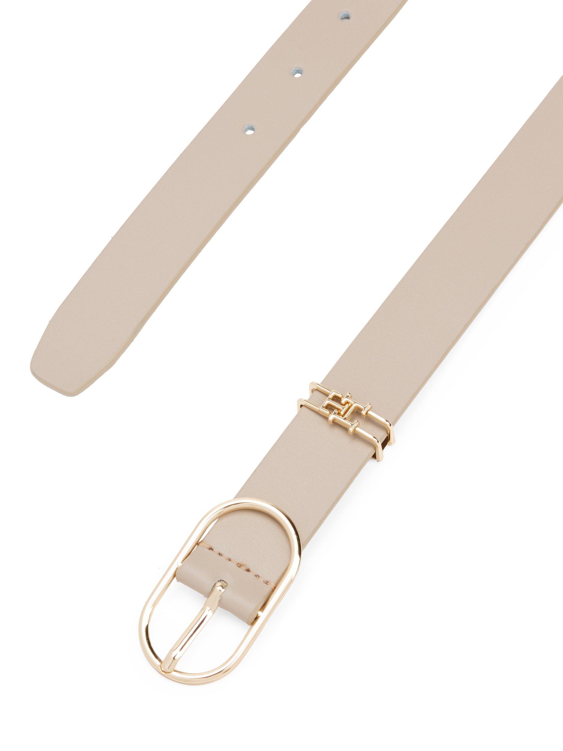 Product image 2 of 3, which shows Tommy Hilfiger Monogram Slim Leather Belt, Classic Beige, 32"/80cm