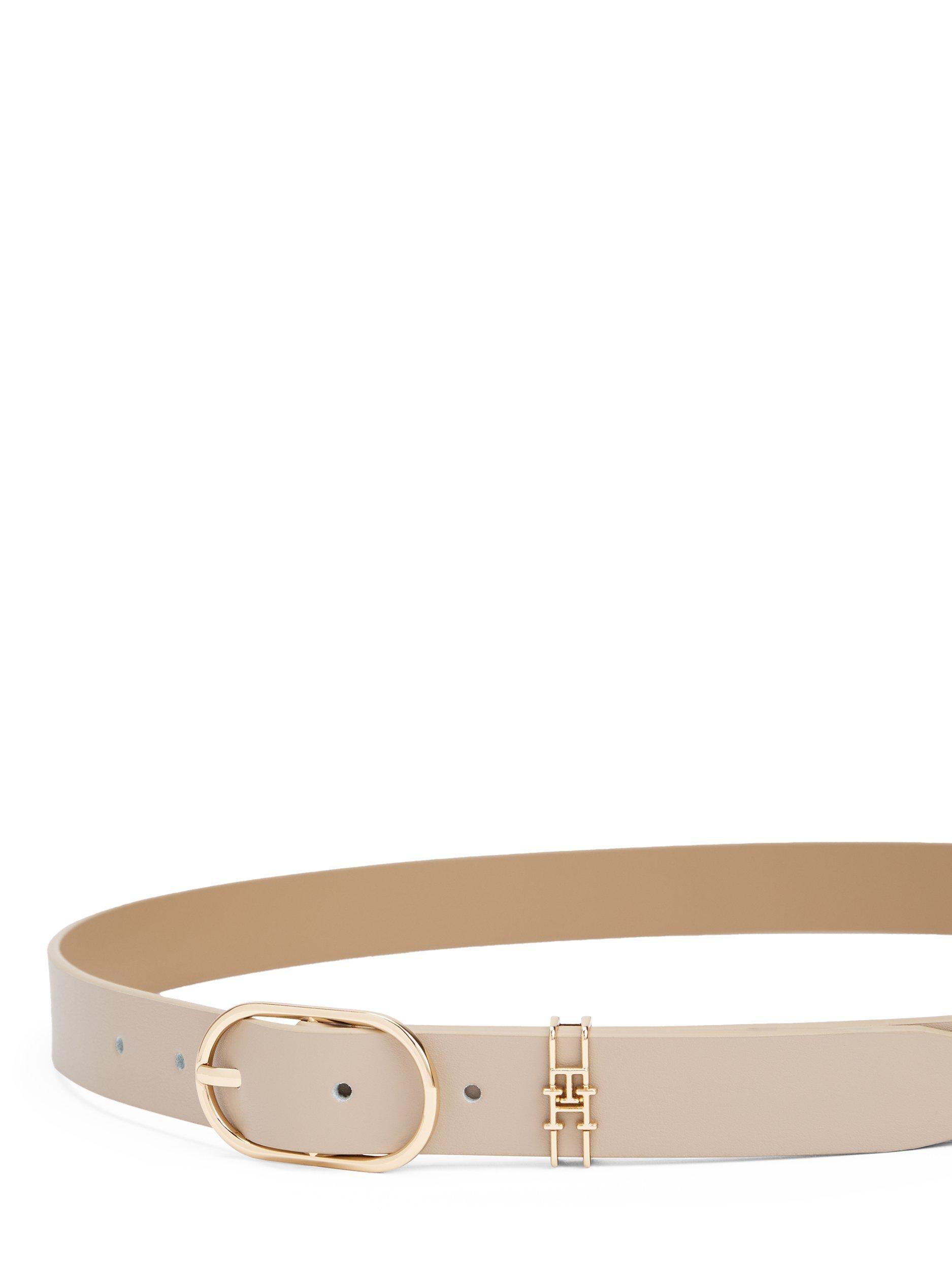 Product image 3 of 3, which shows Tommy Hilfiger Monogram Slim Leather Belt, Classic Beige, 32"/80cm