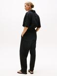 Tommy Hilfiger Short Sleeve Belted Linen Blend Jumpsuit, Black
