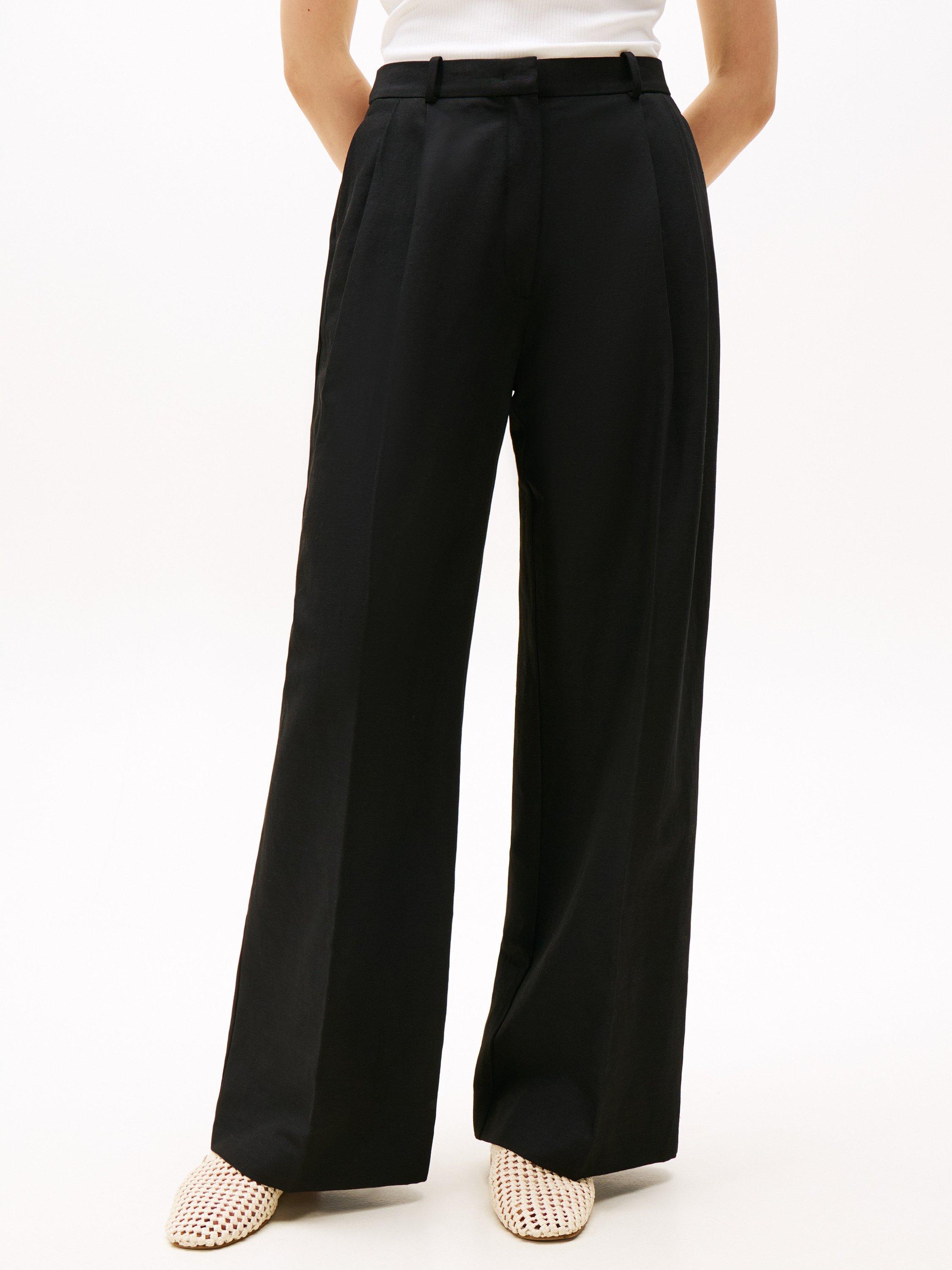 Product image 1 of 5, which shows Tommy Hilfiger Relaxed Fit Straight Trousers, Black, 8