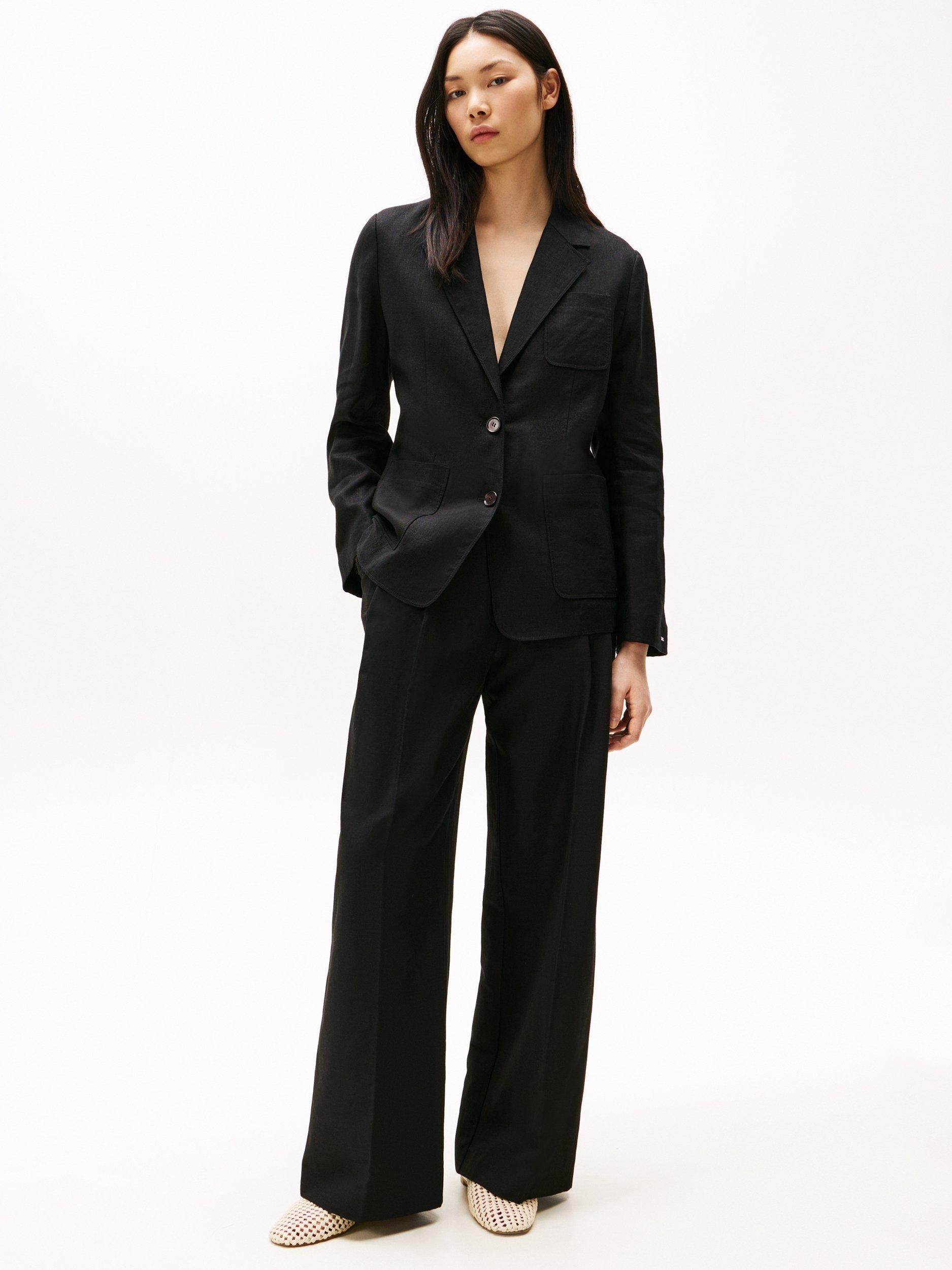 Product image 3 of 5, which shows Tommy Hilfiger Relaxed Fit Straight Trousers, Black, 8