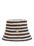 Tommy Hilfiger Crochet Stripe Straw Bucket Hat, Blue/Multi