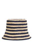 Tommy Hilfiger Crochet Stripe Straw Bucket Hat, Blue/Multi