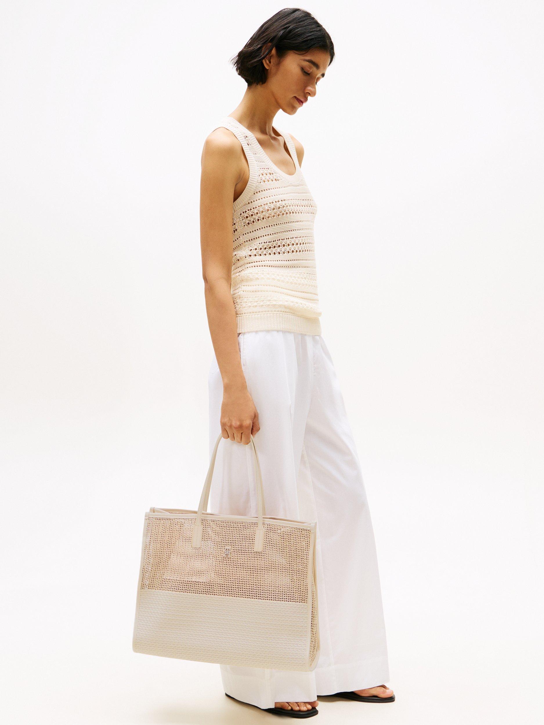 Product image 2 of 5, which shows Tommy Hilfiger City Woven Tote Bag, Classic Beige