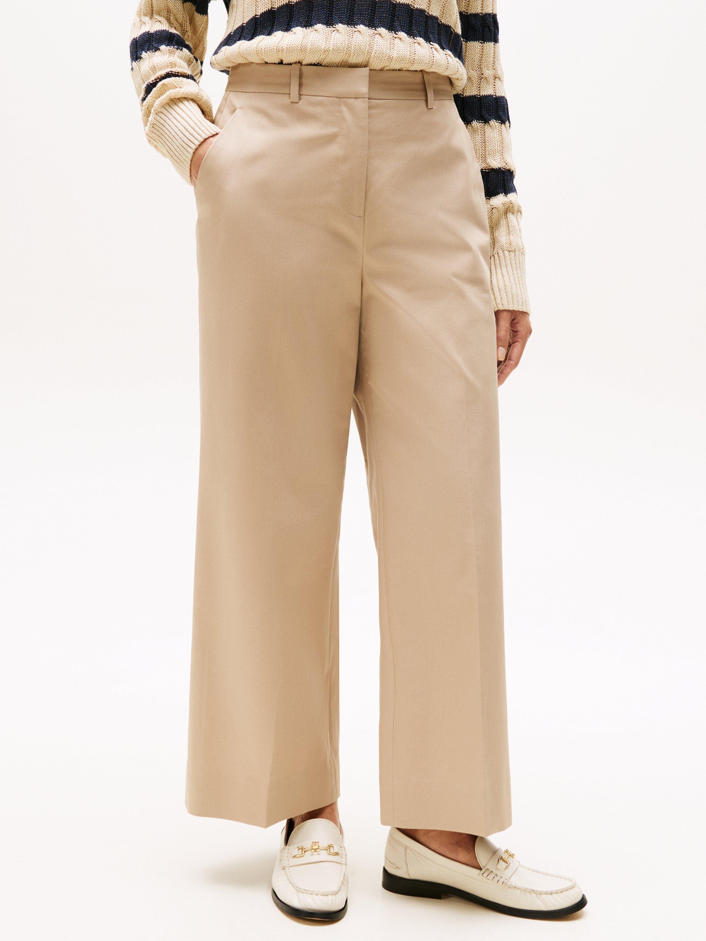Product image 1 of 6, which shows Tommy Hilfiger Pressed Wide Leg Ankle Chinos, Beige, 6