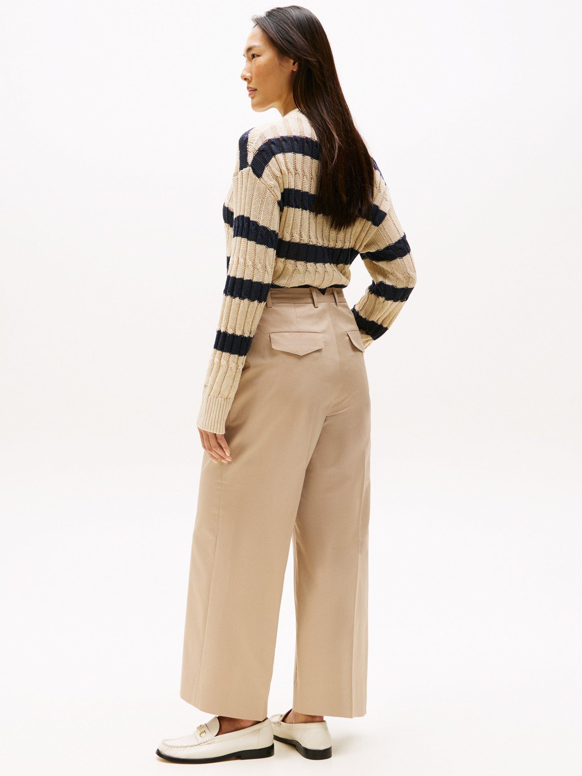 Product image 2 of 6, which shows Tommy Hilfiger Pressed Wide Leg Ankle Chinos, Beige, 6