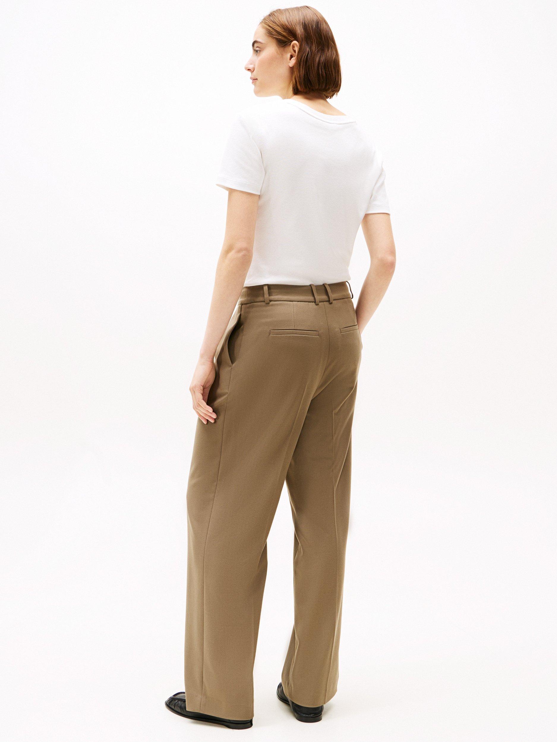 Product image 2 of 6, which shows Tommy Hilfiger Relaxed Straight Leg Trousers, Tundra Brown, 8